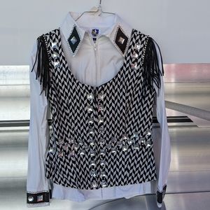 Western Show Pleasure Rail Shirt and Vest Horsemanship Plaid Fringe Custom Top